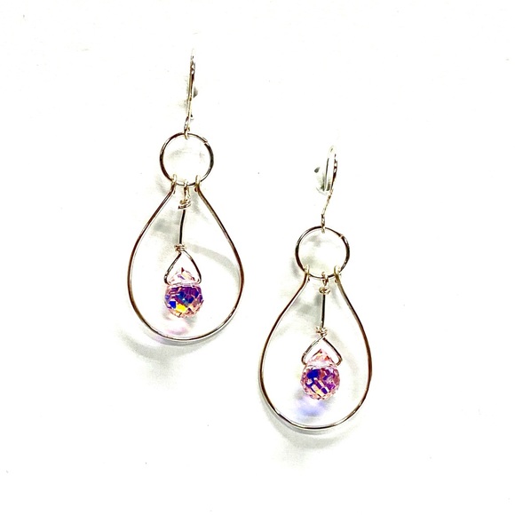 HANDCRAFTED Faceted Crystal Briolette Hand Wrapped Dangle Earrings, Artisan Gift - Picture 5 of 10